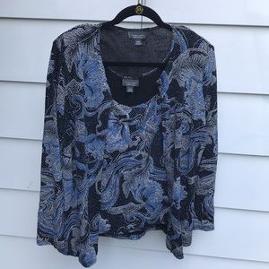 Dress Barn Glitter Blue&Black Cardigan & Tank